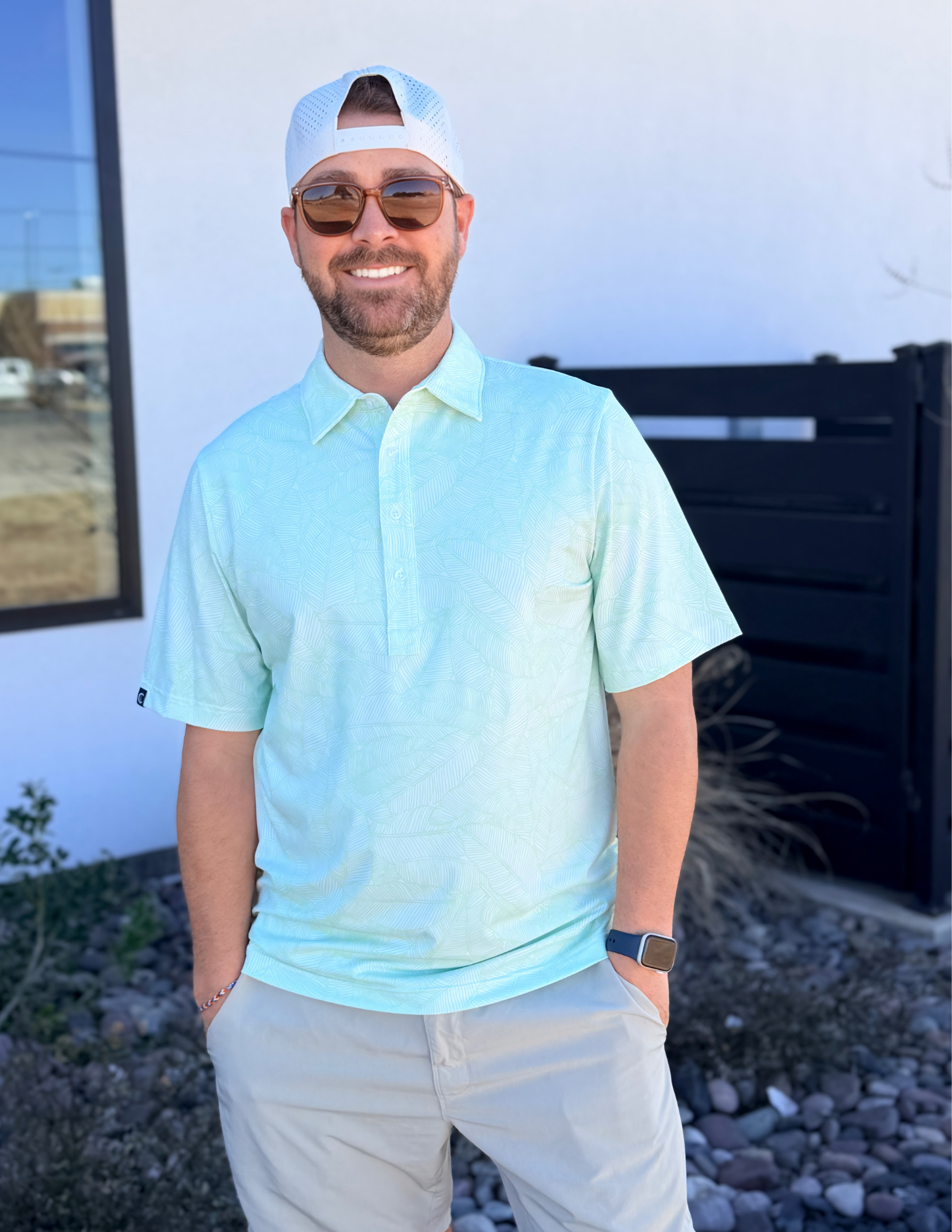 Criquet- Performance Sport Range Polo- Tropical Palm Print