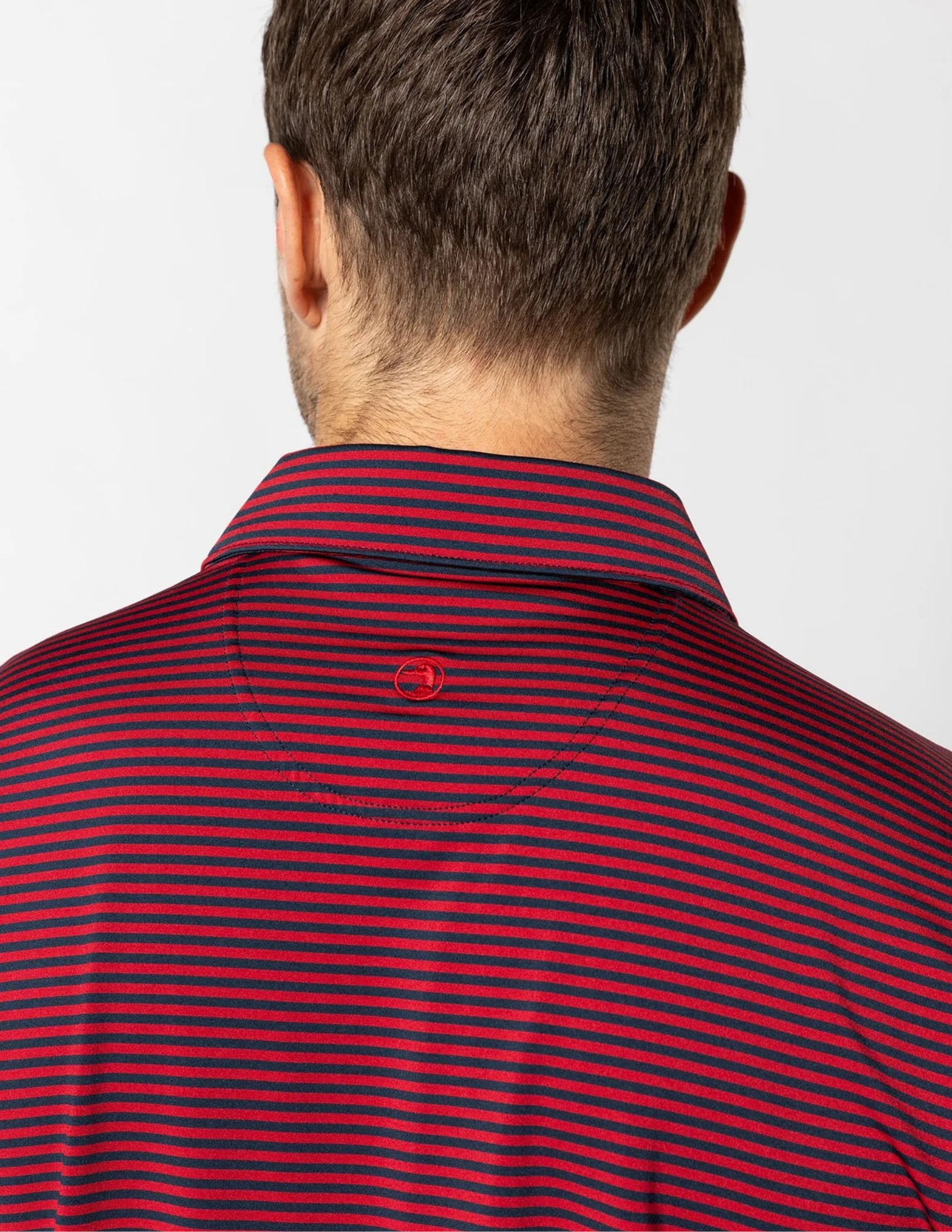 Duck Head SS Long Drive Performance Polo Kirk Stripe Rio Red