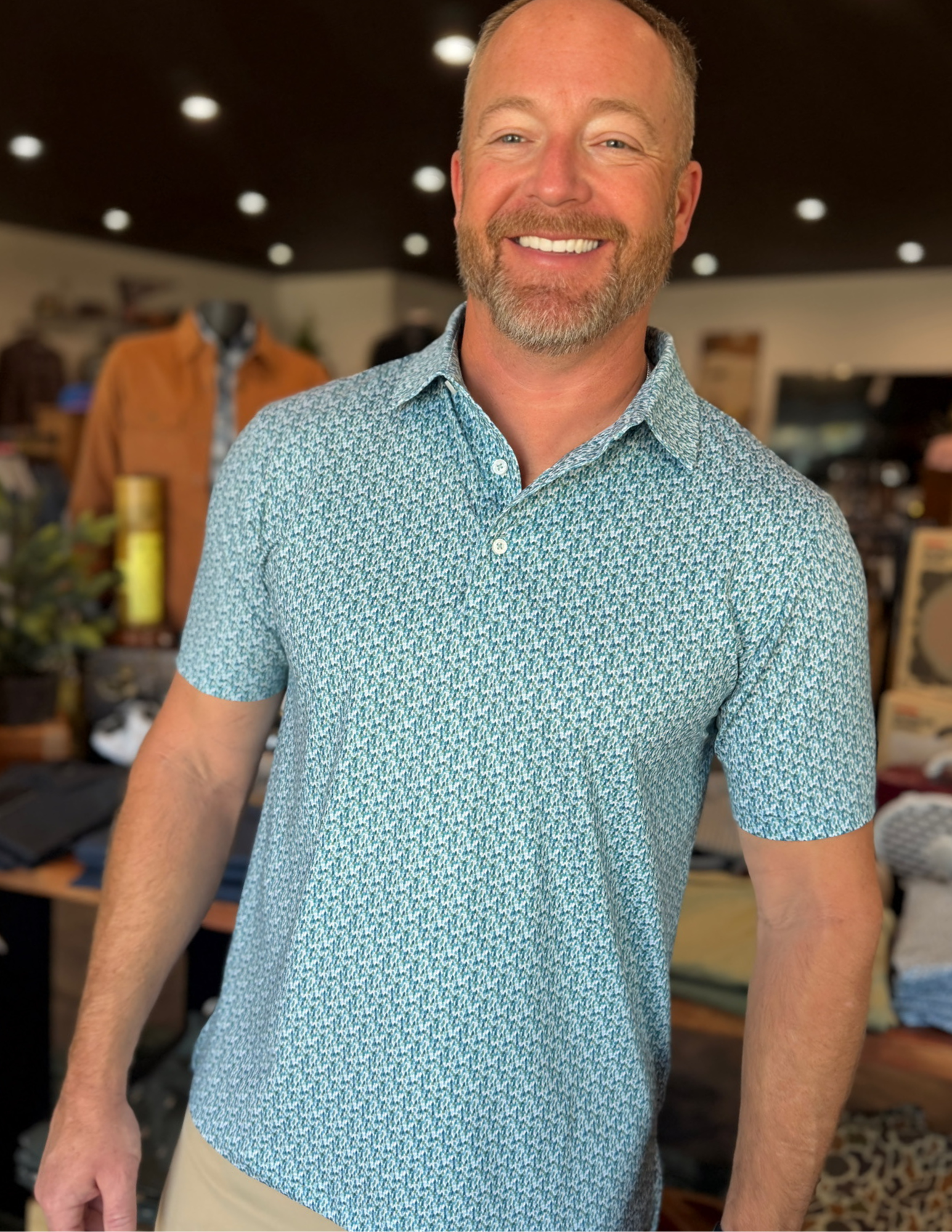 GenTeal Ashen Green Ponderosa Pine Printed Performance Polo