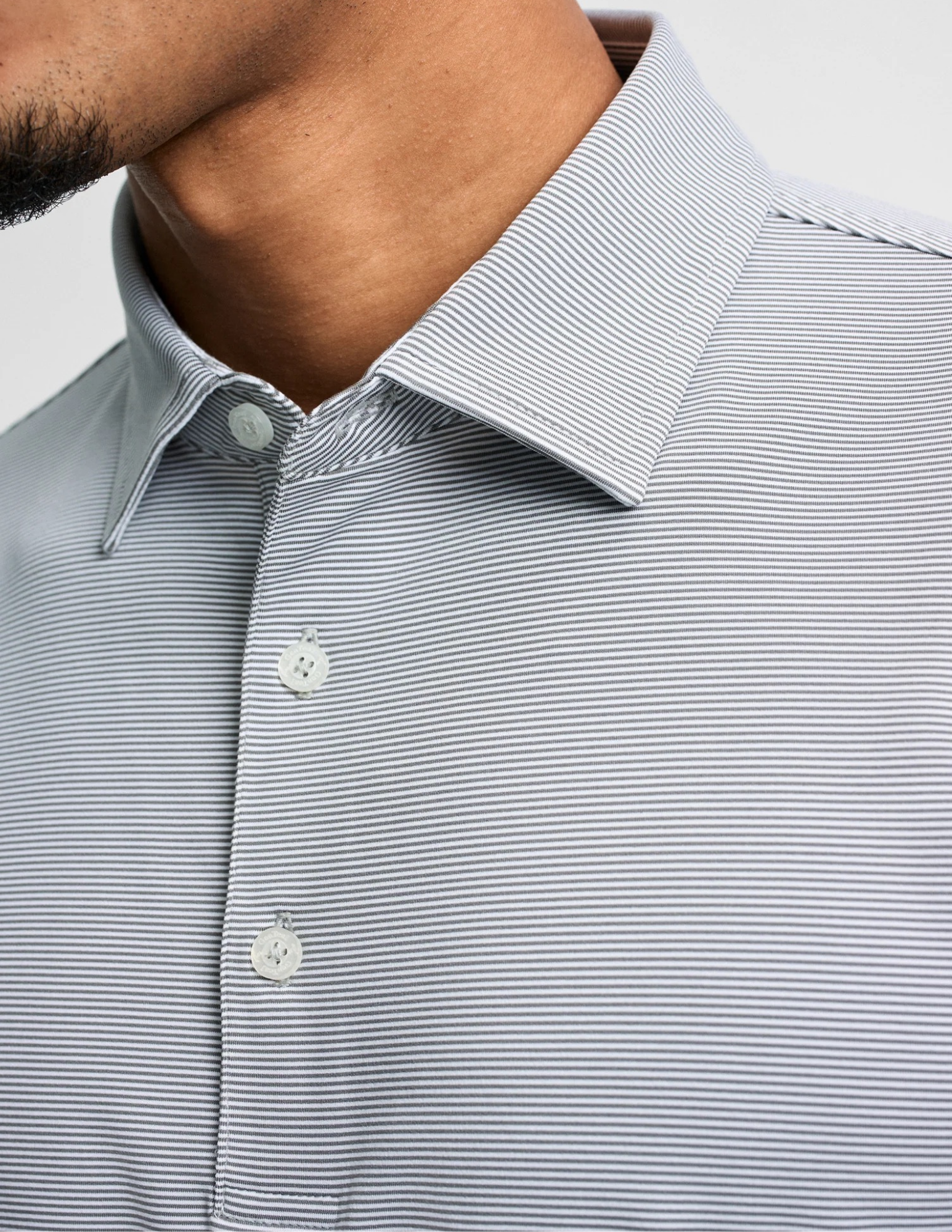 GenTeal Club Pinstripe Performance Polo - Charcoal