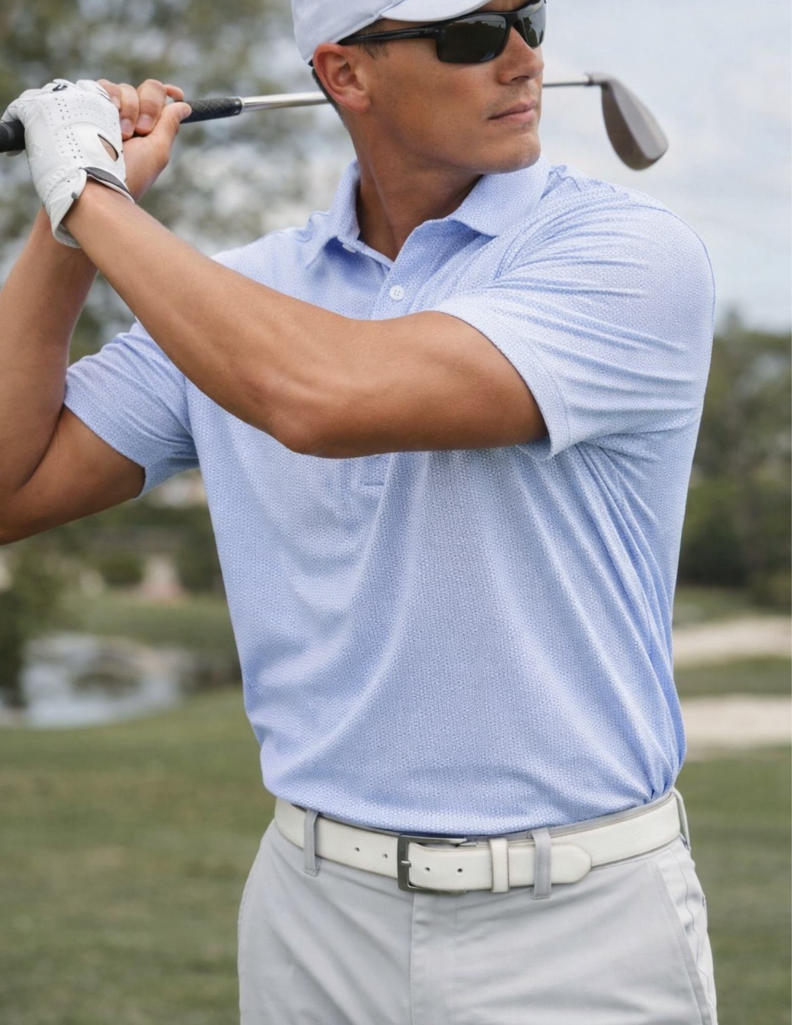 GenTeal Elderberry Bridgeway Printed Performance Polo