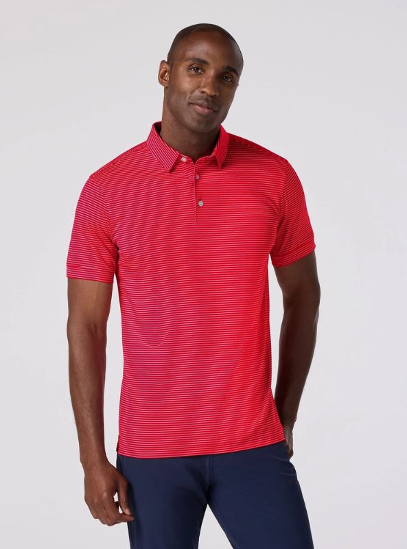 Mizzen & Main Versa SS Polo - Red Stripe