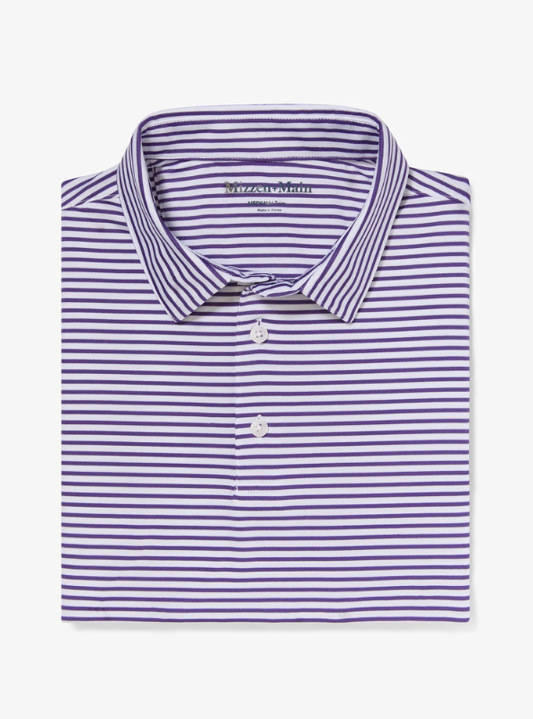 Mizzen & Main Versa SS Polo Purple Stripe