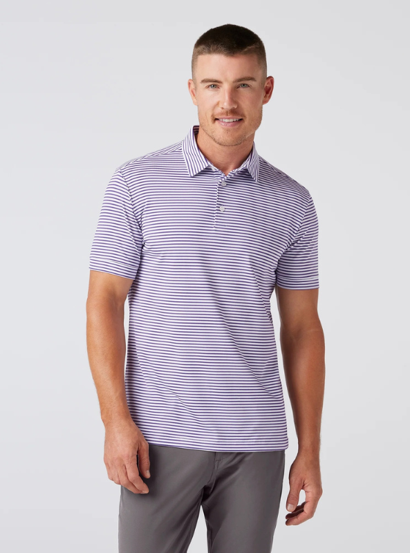 Mizzen & Main Versa SS Polo Purple Stripe