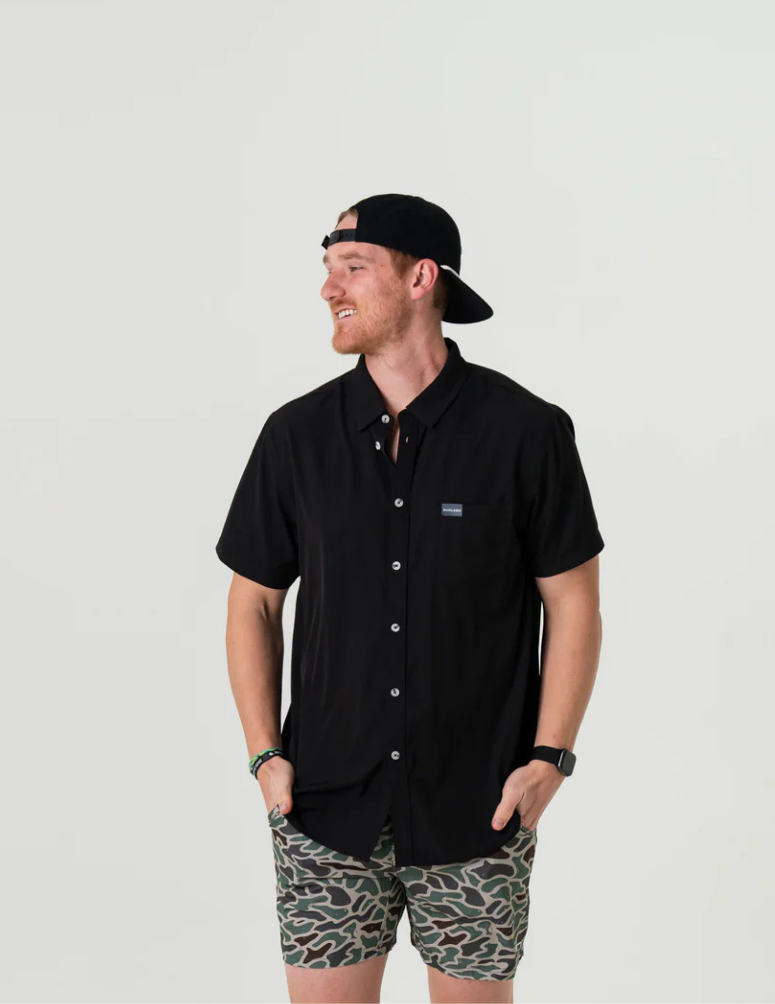 Burlebo- Performance Button Up- Heather Black