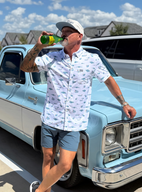 Burlebo Performance Button Up- Lake Weekend