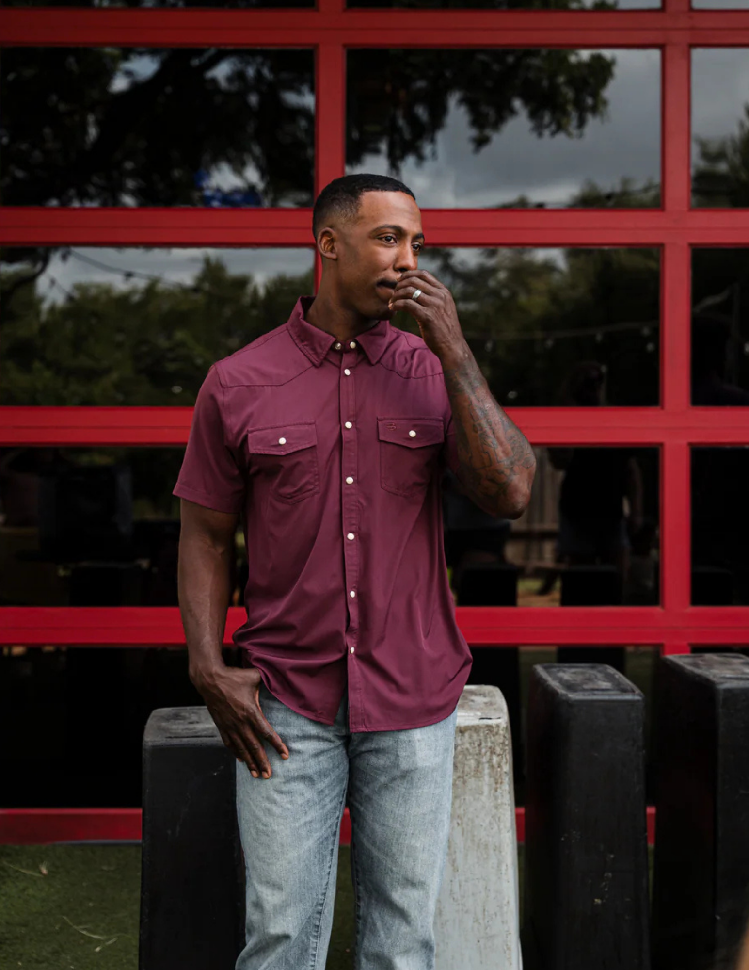 Burlebo Performance Western Shirt - Maroon