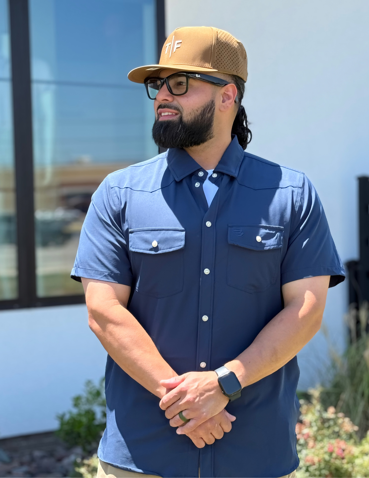 Burlebo Performance Western Shirt - Navy - The Foundry