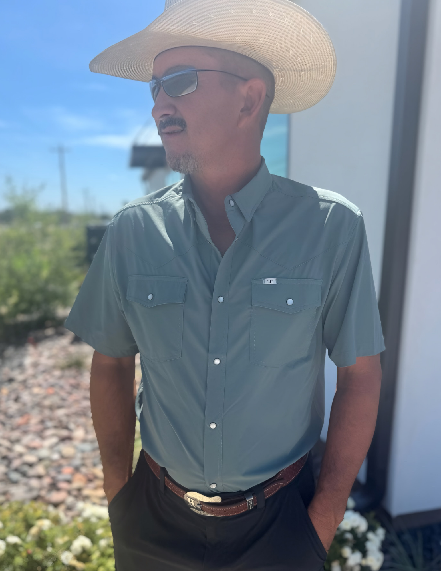 Ferrell Aqua SS Snap Shirt