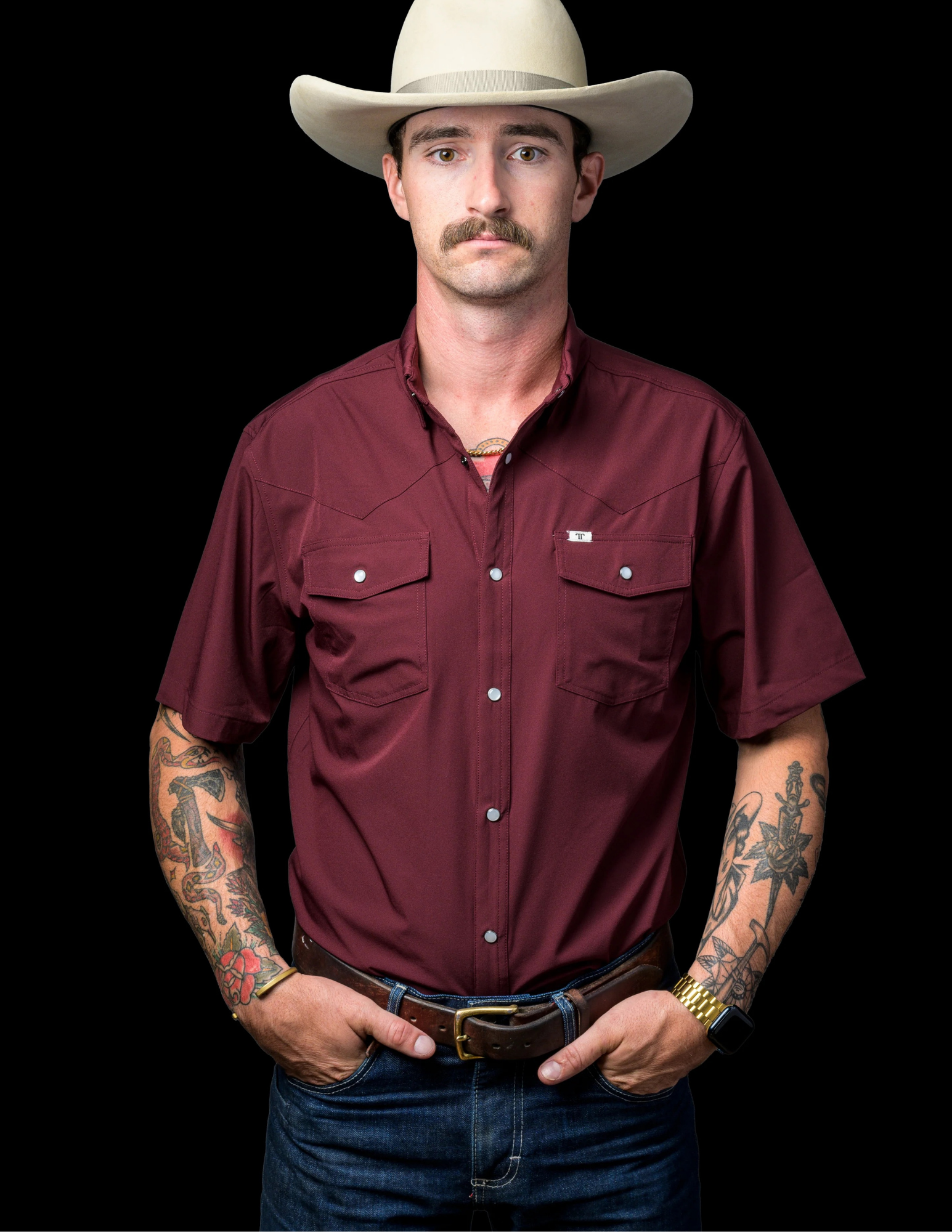 Ferrell SS Snap Shirt - Maroon