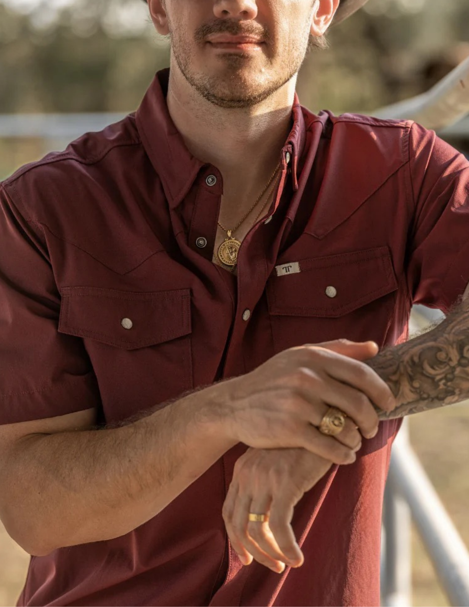 Ferrell SS Snap Shirt - Maroon