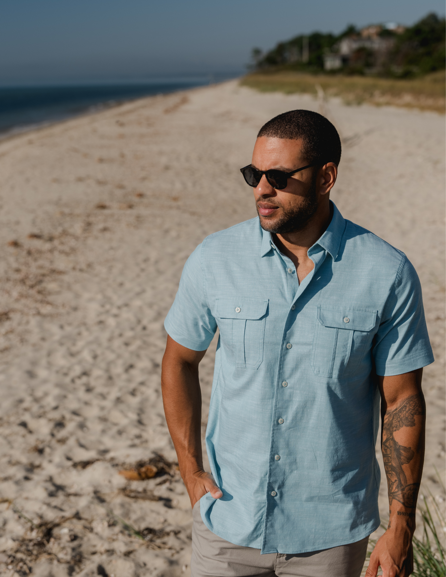 GenTeal GTeal Blue Parker Cotton/Tencel Sport Shirt