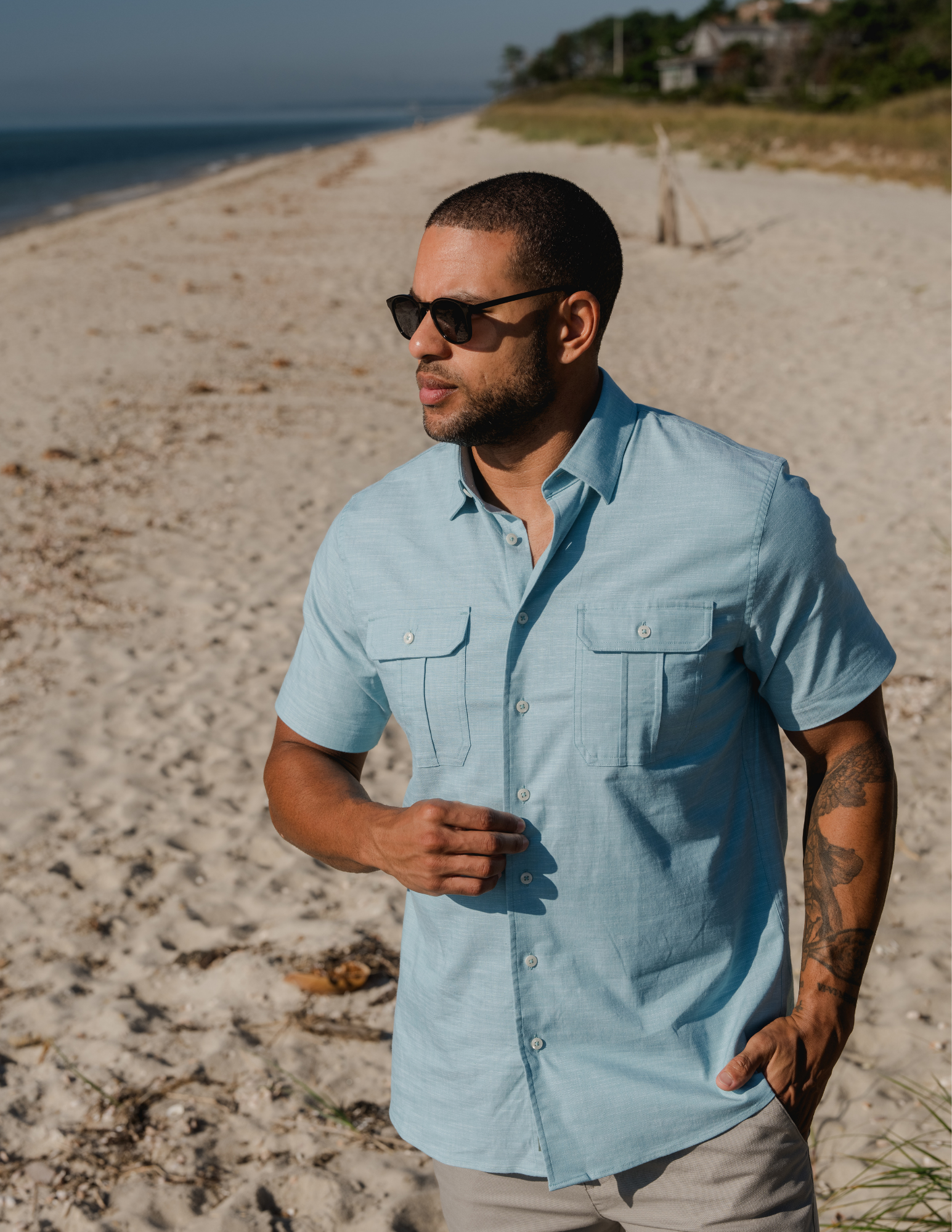 GenTeal GTeal Blue Parker Cotton/Tencel Sport Shirt