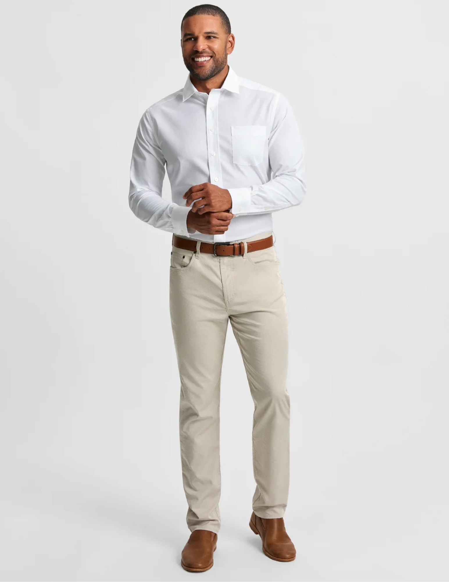GenTeal White Spread Collar Cotton Sport Shirt