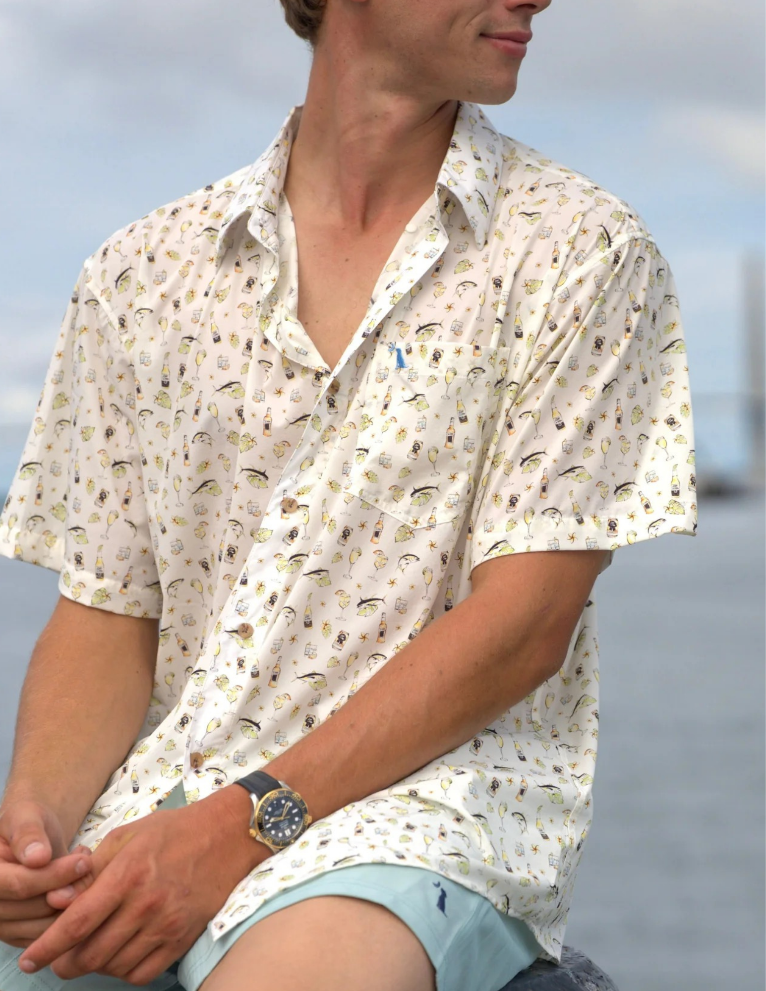 Local Boy Outfitters- Lowcountry Button Down- Tropical Tuna