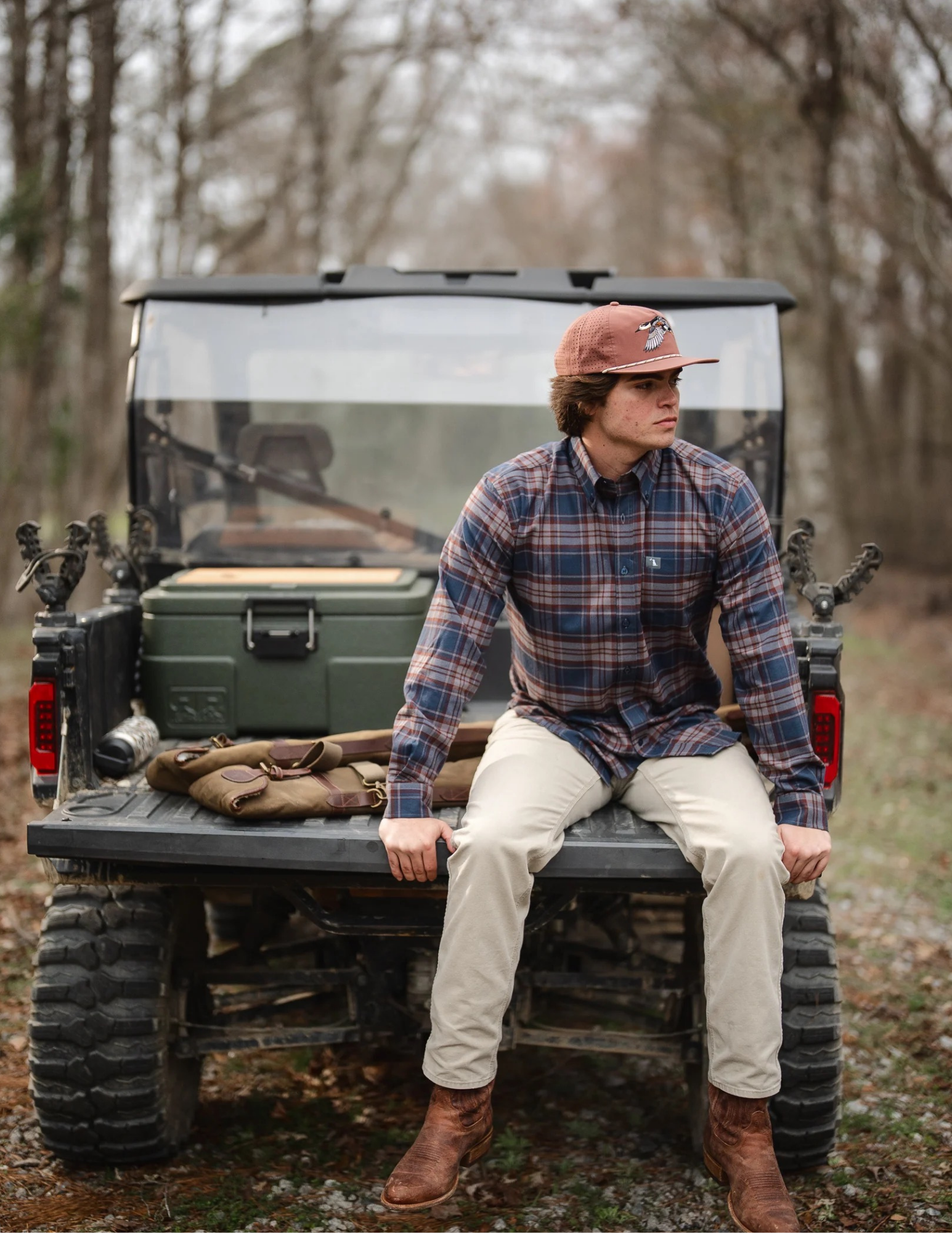 Local Boy Outfitters- Phelan Stretch Flannel- Navy/Charcoal