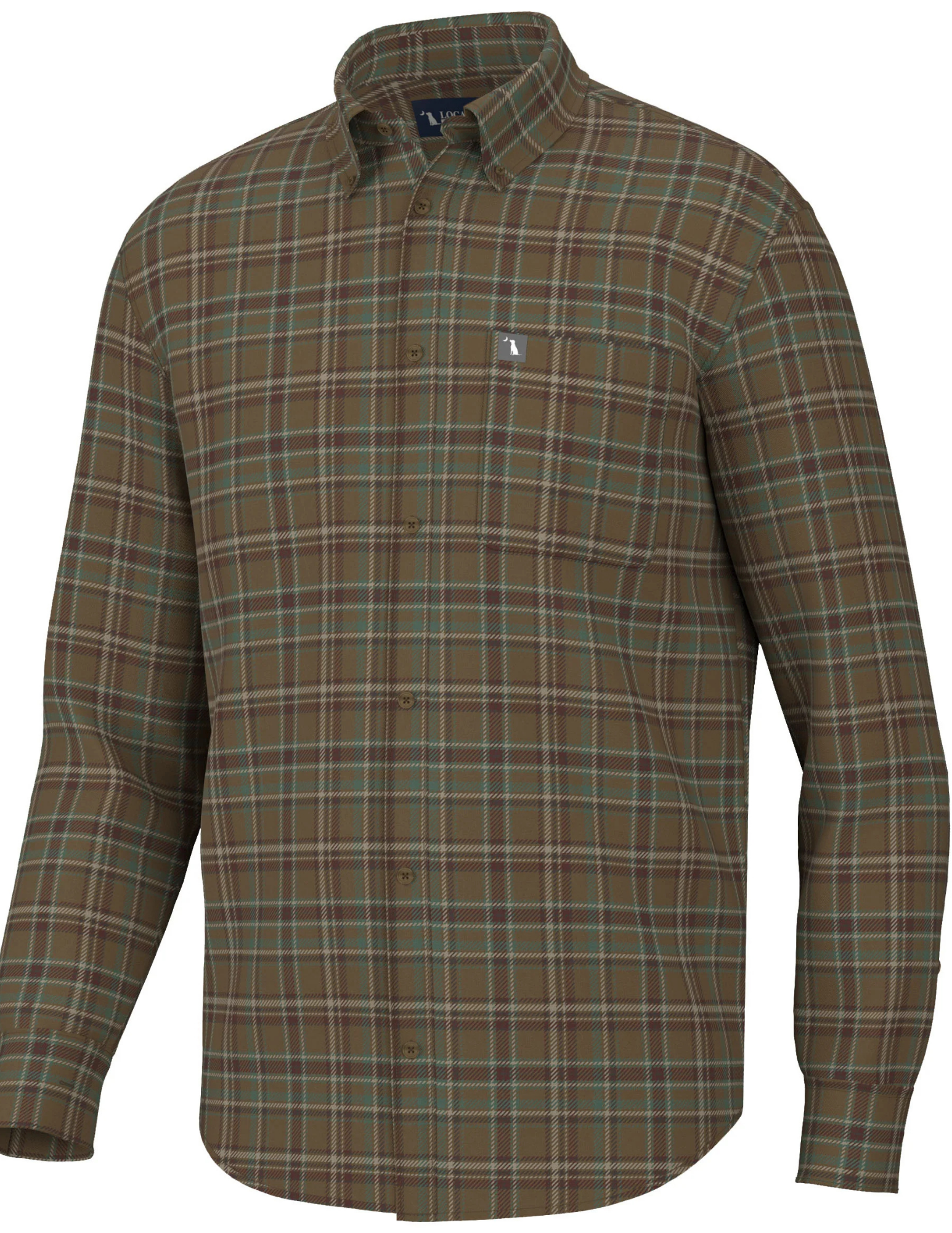 Local Boy Outfitters- Zeigler Stretch Flannel- Rust/ Red/ Green - The Foundry