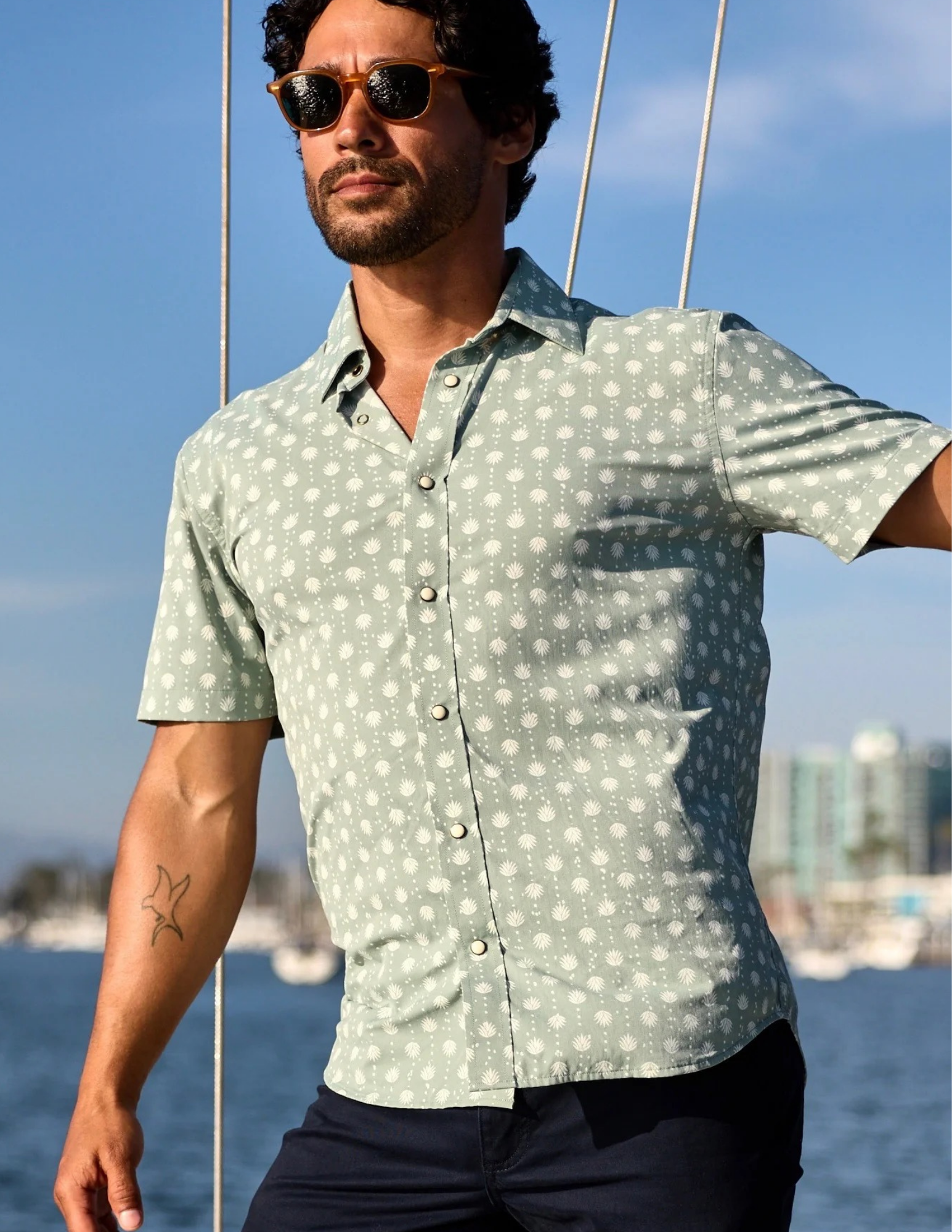 Snaps Nomad Sage Agave SS Pearl Snap