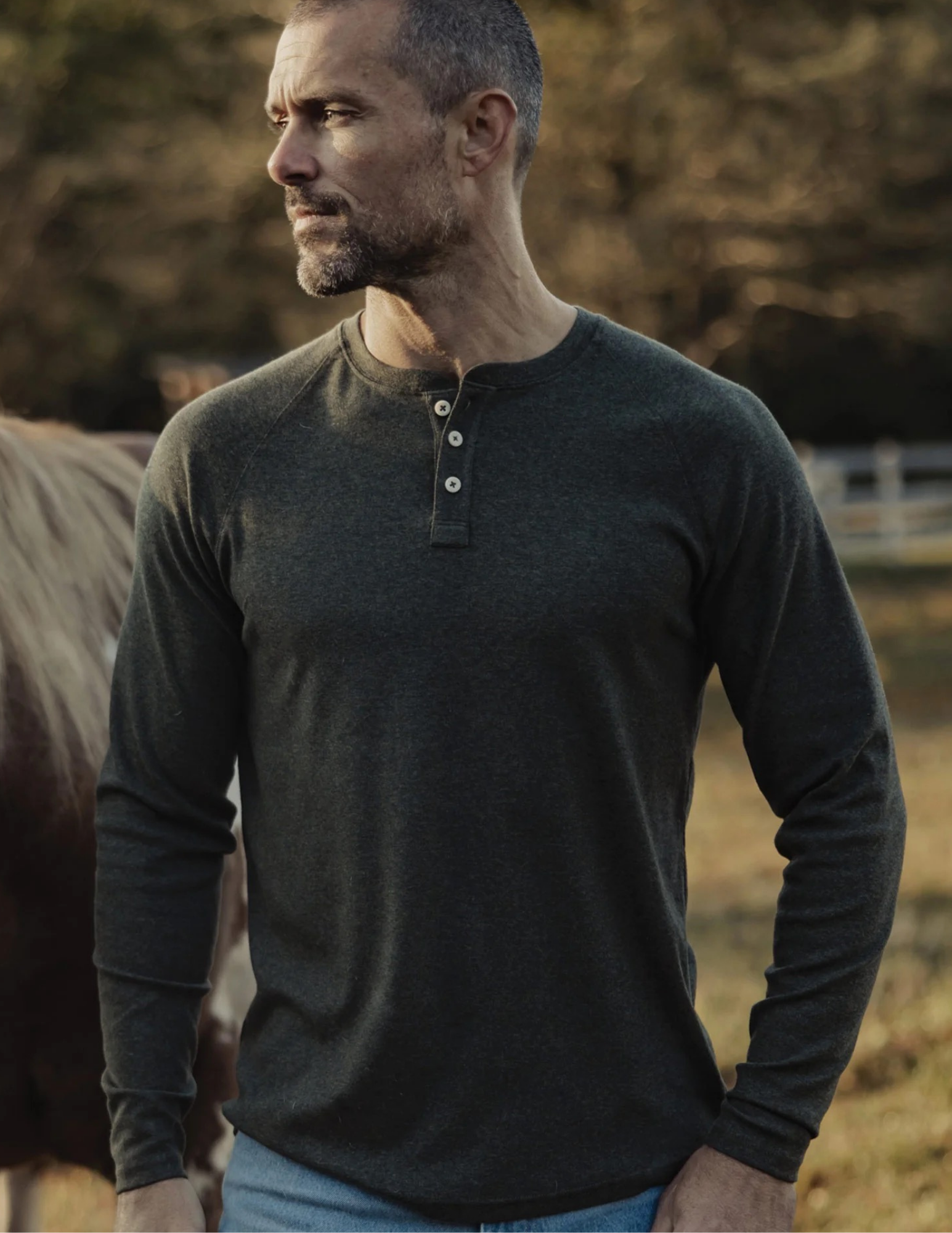 Normal Brand Puremeso Everyday Henley - Olive