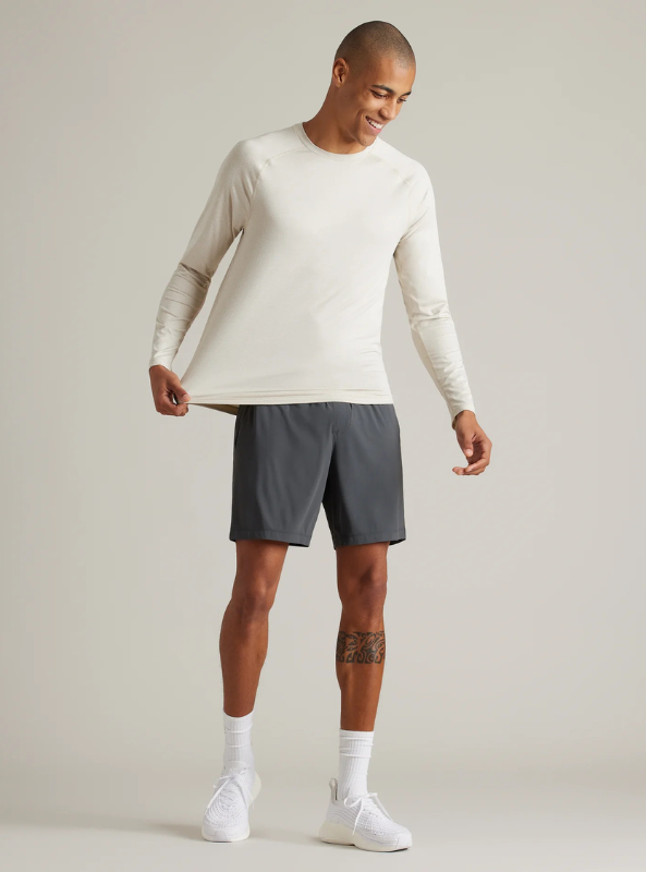 Rhone Apparel- Atmosphere Long Sleeve Tee- Sandstone/White Heather