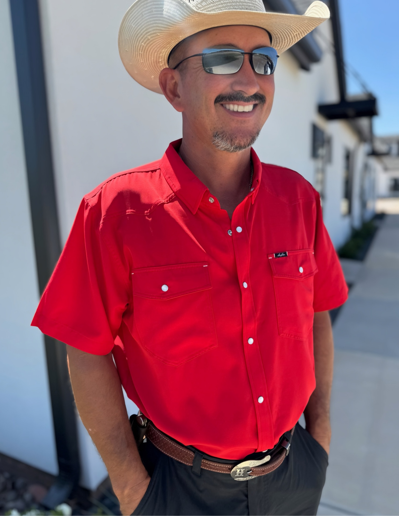 Sanjac Outdoors Red Short Sleeve Pearl Snap - The Foundry
