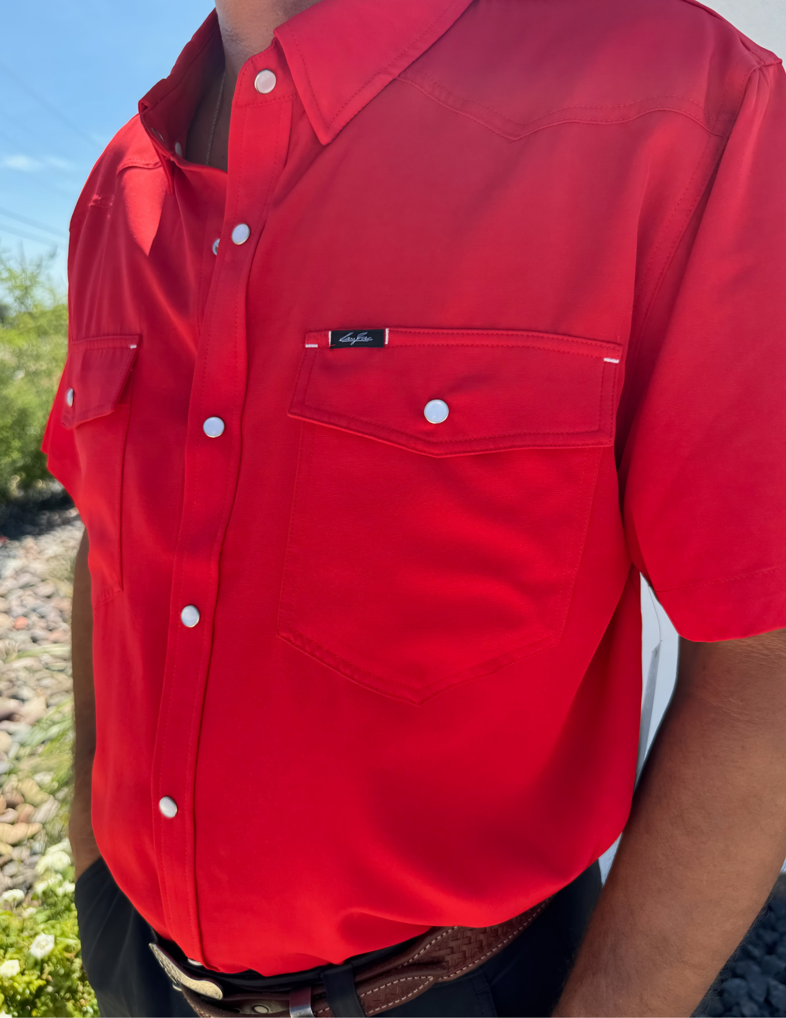Sanjac Outdoors Red Short Sleeve Pearl Snap - The Foundry