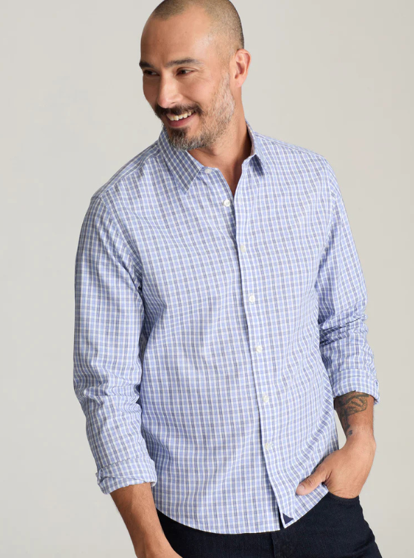 Untuckit Durif Wrinkle Free Shirt - Blue Navy & White Check