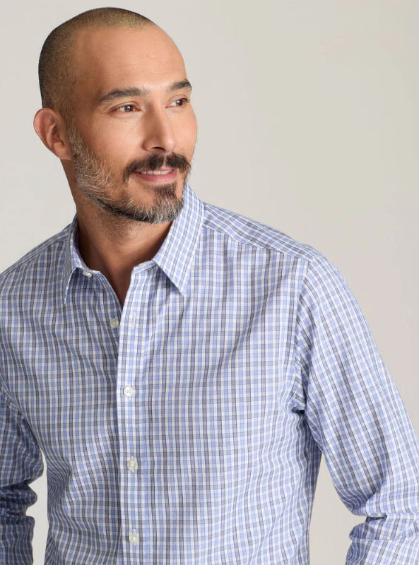 Untuckit Durif Wrinkle Free Shirt - Blue Navy & White Check