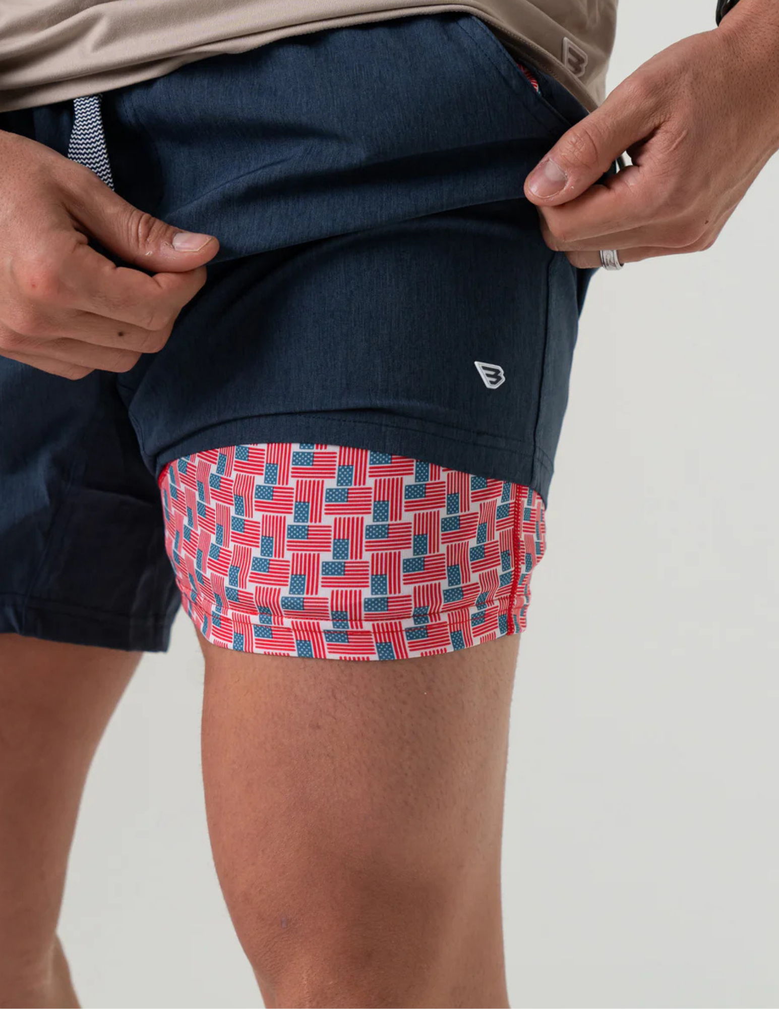 Burlebo Athletic Short Heather Navy 5.5" American Flag Liner - The Foundry