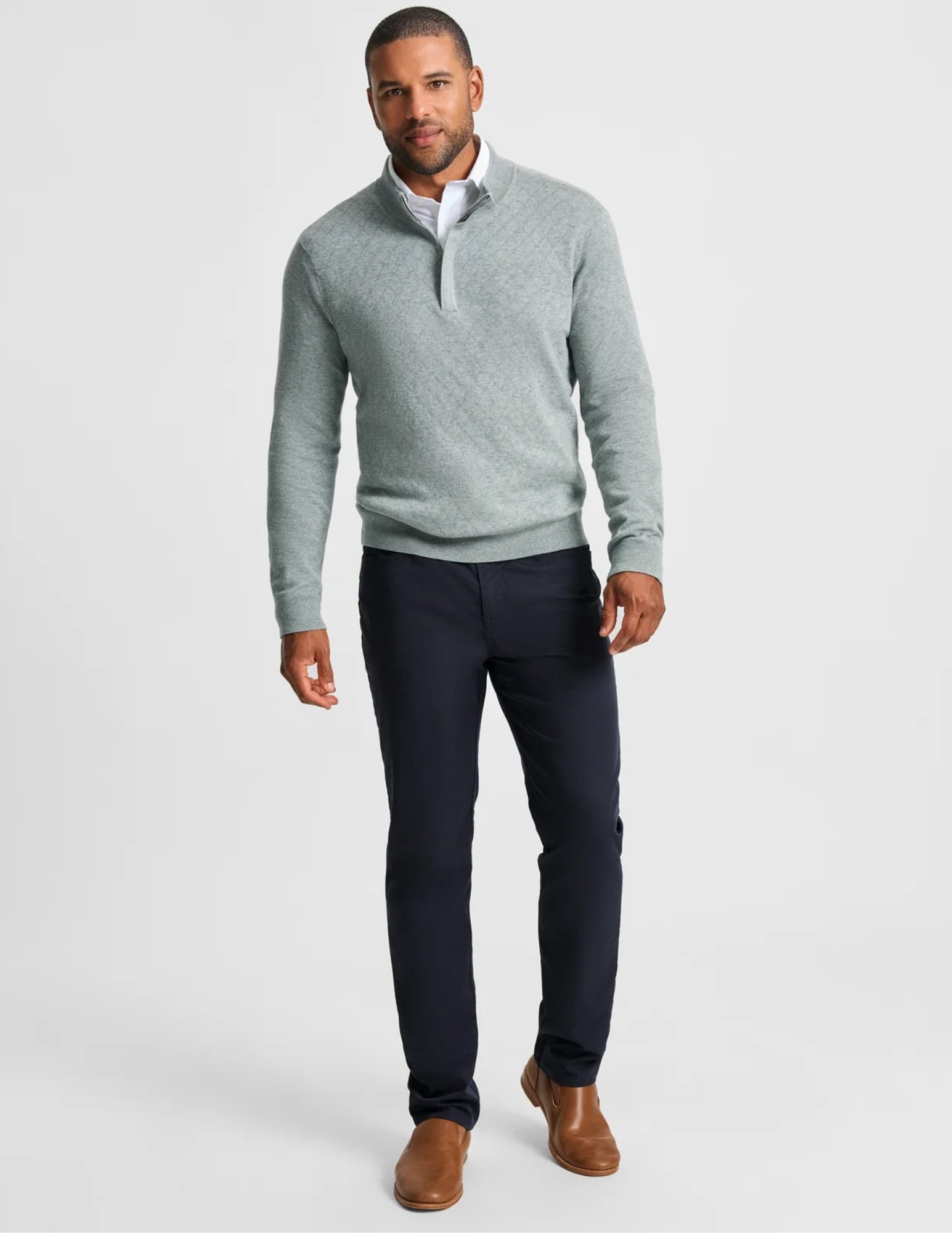 GenTeal Gray Bramlett Diamond Quilted Quarter Zip