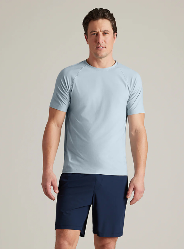 Rhone Reign Short Sleeve Tee - Arctic Blue/White Heather