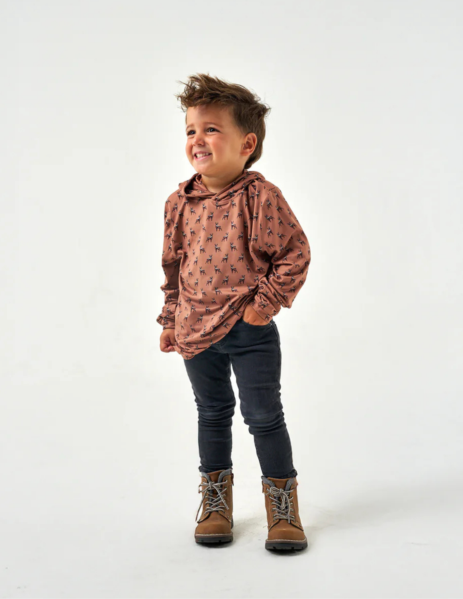 Burlebo Youth Performance Hoodie Whitetail Deer Brown