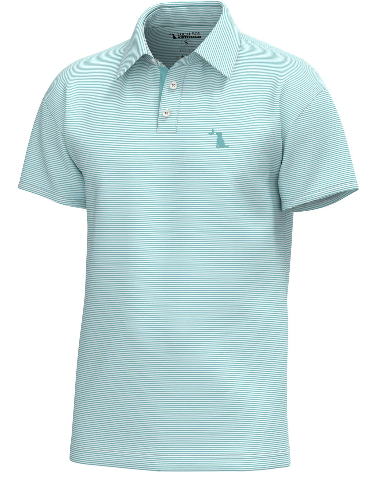 Local Boy Youth Palms Polo Aqua/ White