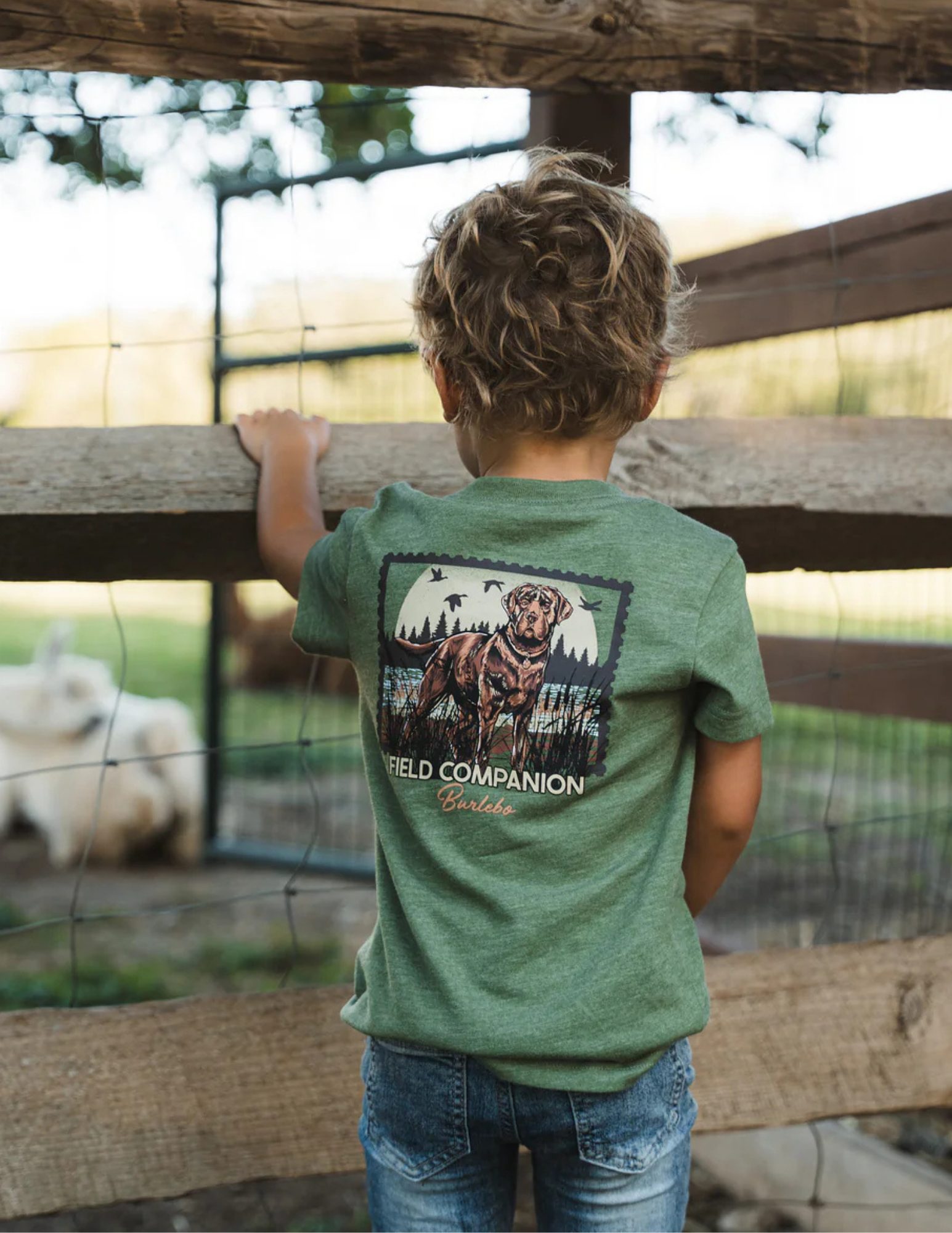 Burlebo Youth Tee Duck Dog Stamp SS Heather Olive