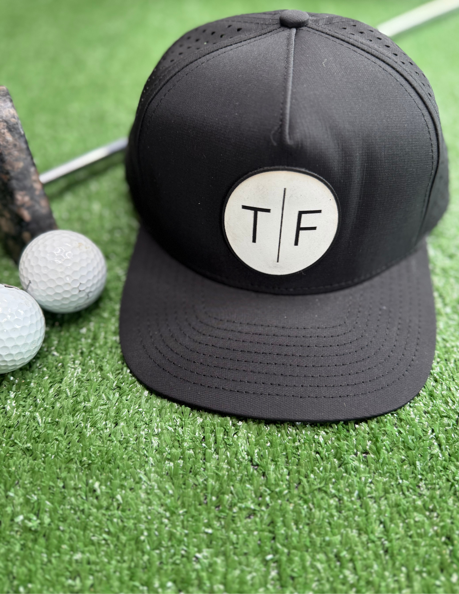 Youth Blackhawk Black Hat with White Leather TF Patch