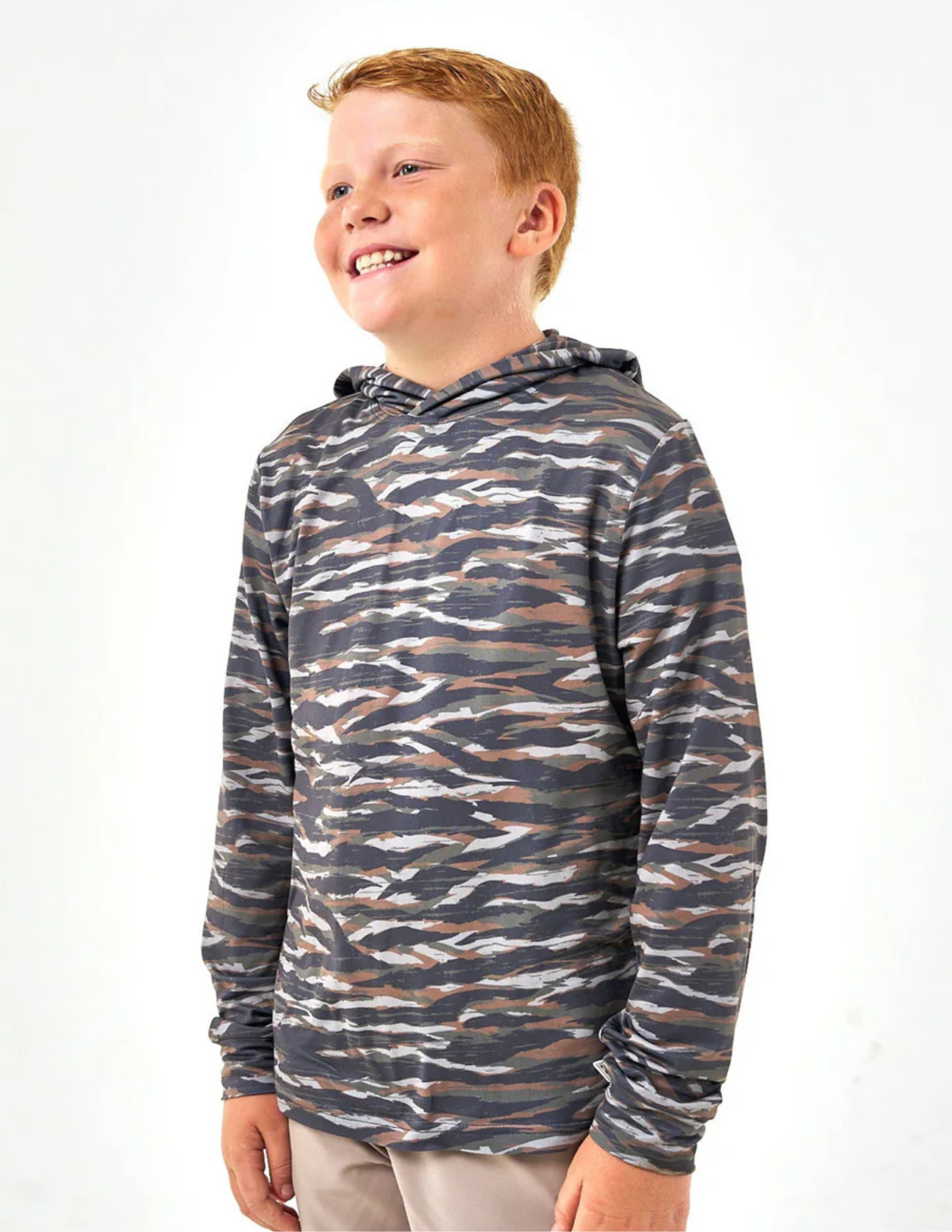 Burlebo Youth Performance Hoodie Tiger Stripe Camo Wetland - The Foundry